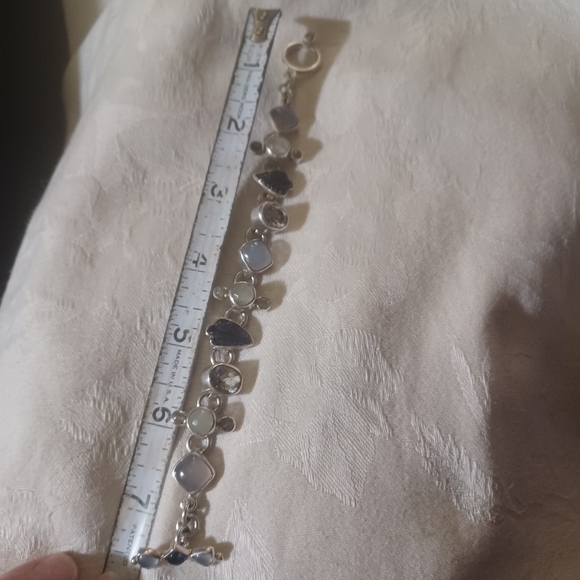 Mars and Valentine / Echo of The Dreamer Multi Gemstone Link Toggle Bracelet, SS - Picture 9 of 16